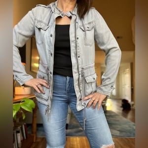 Max Jeans size medium grey jacket with hood. 100% Tencel.